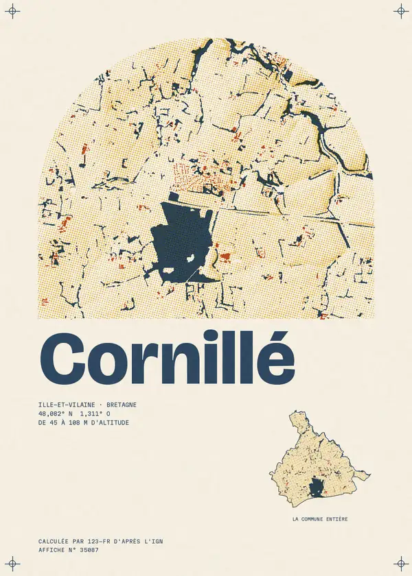 Affiche de Cornillé, calculée par 123-fr d'après l'IGN