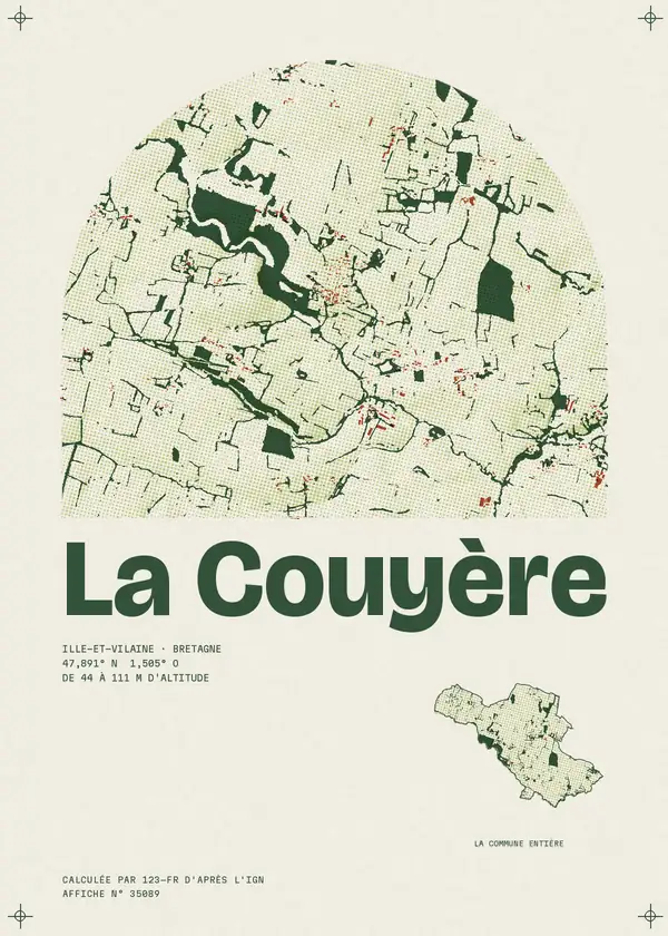 Affiche de La Couyère, calculée par 123-fr d'après l'IGN