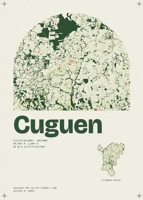 Affiche de Cuguen, calculée par 123-fr d'après l'IGN