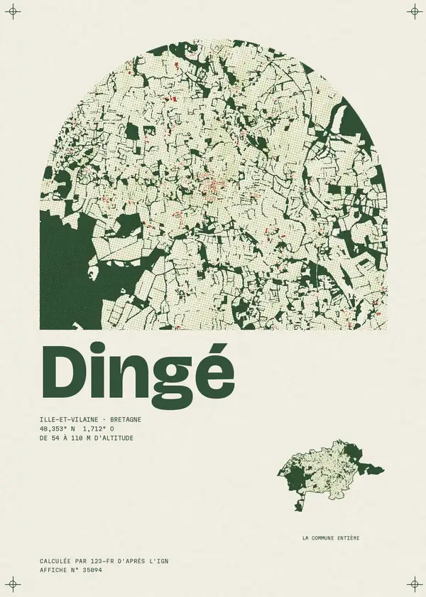 Affiche de Dingé, calculée par 123-fr d'après l'IGN