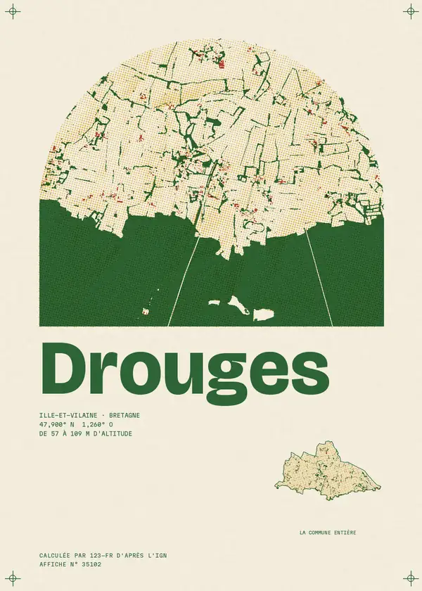 Affiche de Drouges, calculée par 123-fr d'après l'IGN