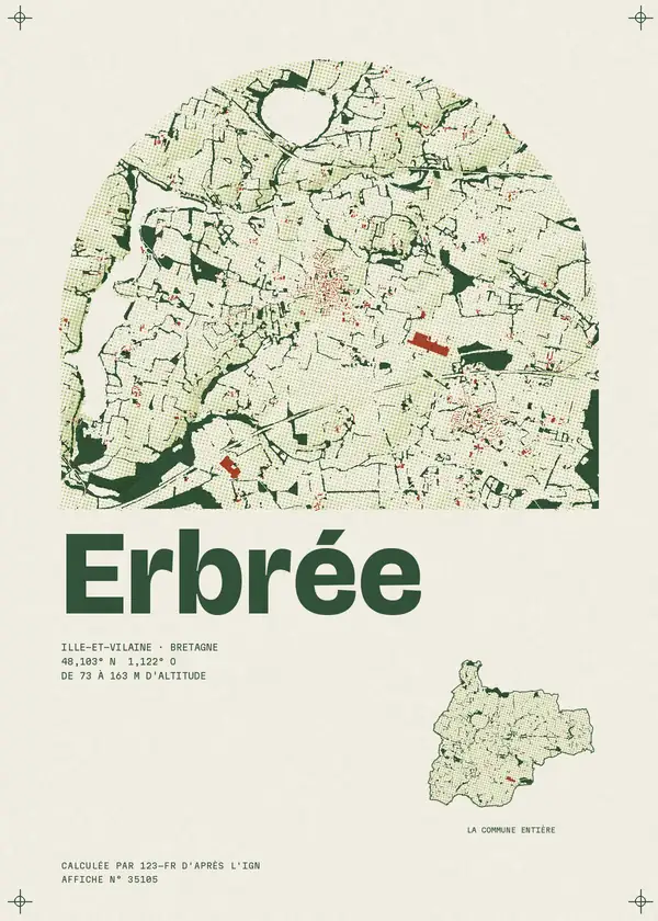 Affiche de Erbrée, calculée par 123-fr d'après l'IGN