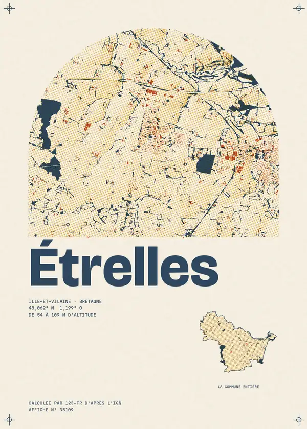 Affiche de Étrelles, calculée par 123-fr d'après l'IGN