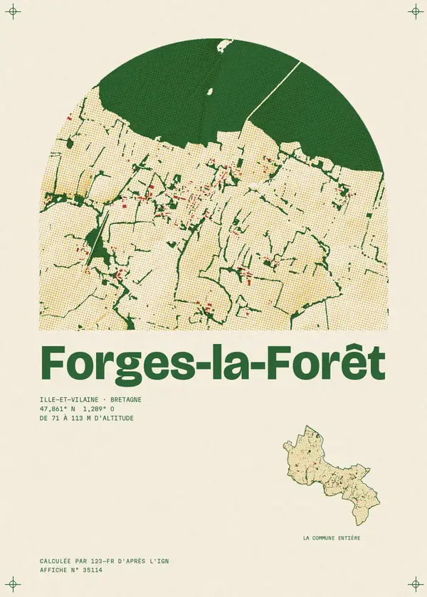 Affiche de Forges-la-Forêt, calculée par 123-fr d'après l'IGN