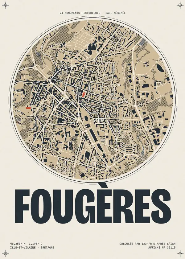 Affiche de Fougères, calculée par 123-fr d'après l'IGN
