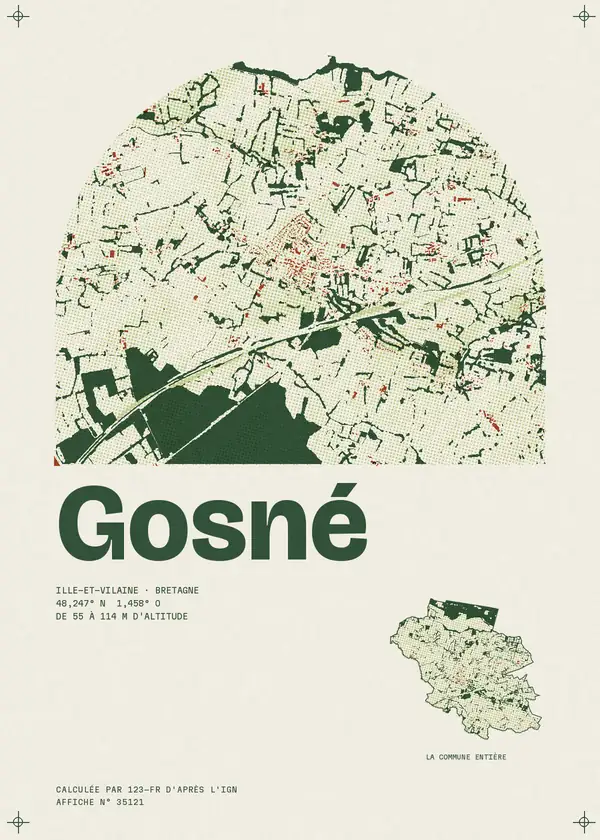 Affiche de Gosné, calculée par 123-fr d'après l'IGN