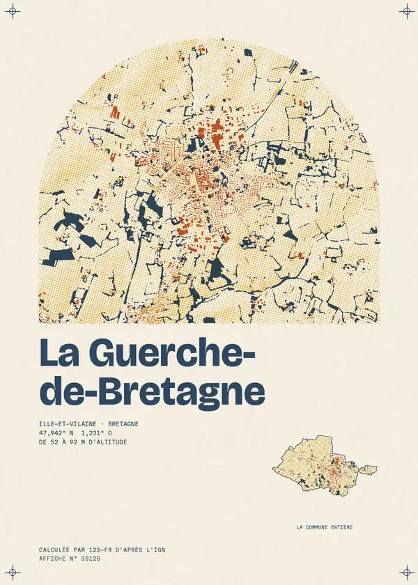 Affiche de La Guerche-de-Bretagne, calculée par 123-fr d'après l'IGN