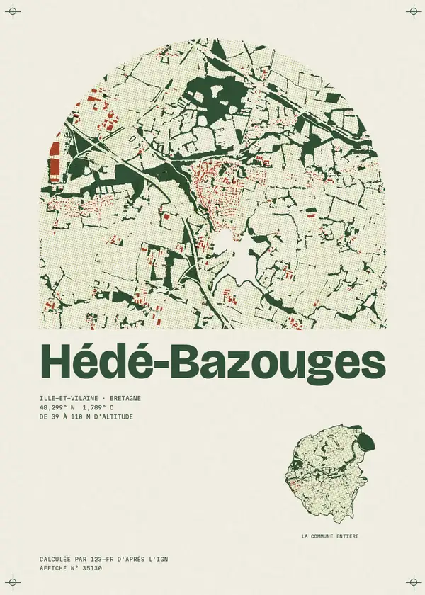 Affiche de Hédé-Bazouges, calculée par 123-fr d'après l'IGN