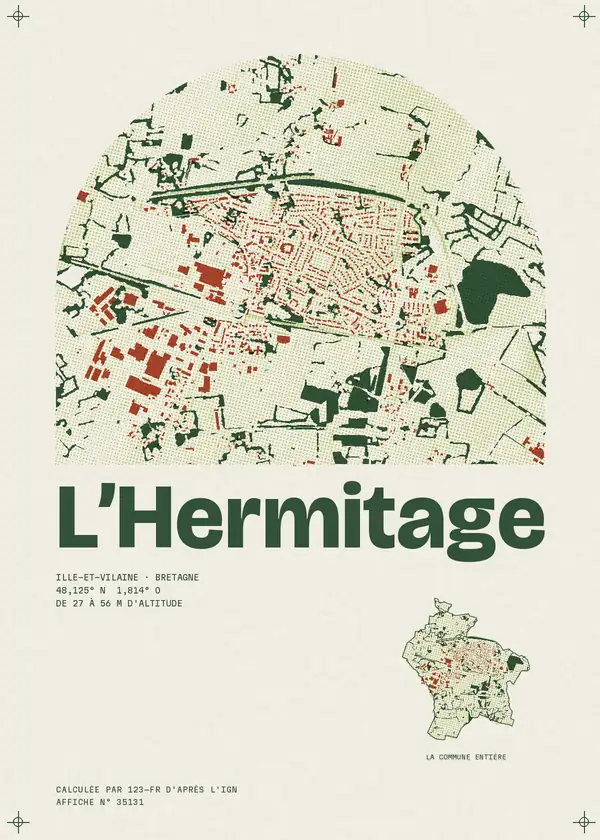 Affiche de L'Hermitage, calculée par 123-fr d'après l'IGN