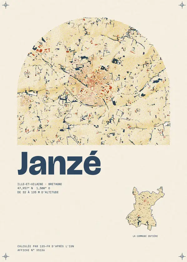 Affiche de Janzé, calculée par 123-fr d'après l'IGN