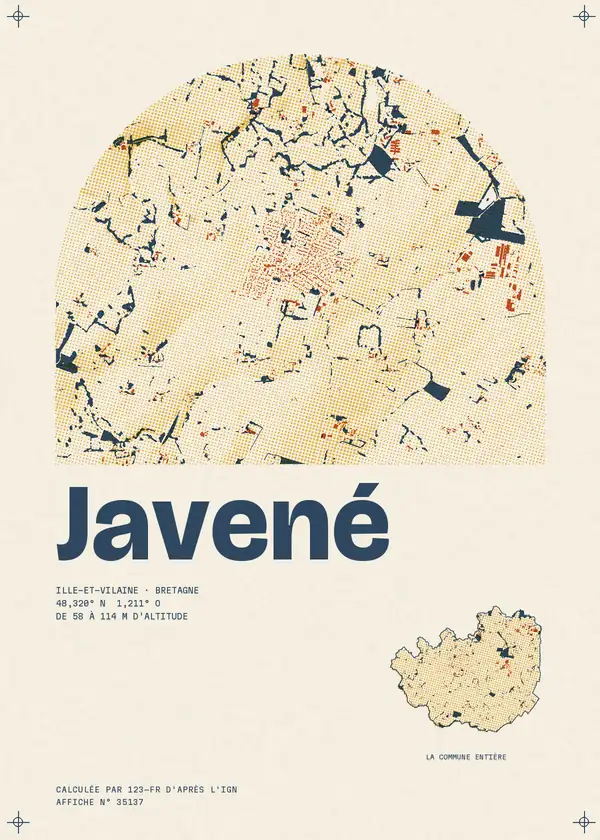 Affiche de Javené, calculée par 123-fr d'après l'IGN
