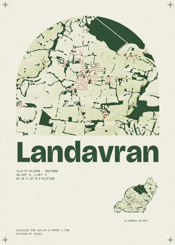 Affiche de Landavran, calculée par 123-fr d'après l'IGN
