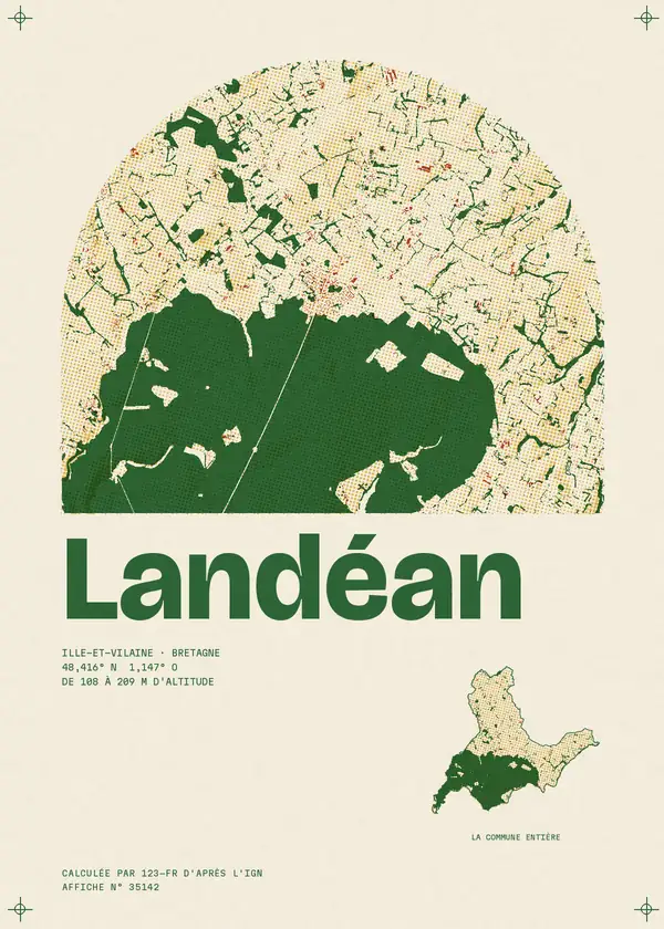 Affiche de Landéan, calculée par 123-fr d'après l'IGN