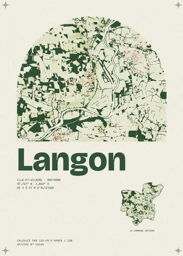 Affiche de Langon, calculée par 123-fr d'après l'IGN