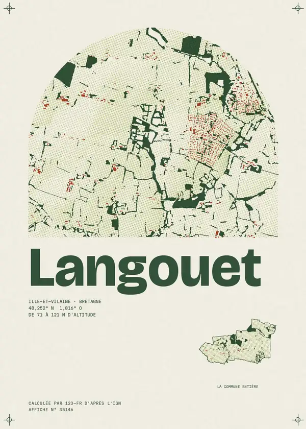 Affiche de Langouet, calculée par 123-fr d'après l'IGN