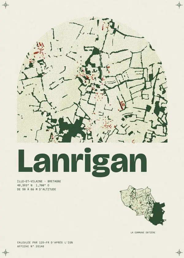 Affiche de Lanrigan, calculée par 123-fr d'après l'IGN