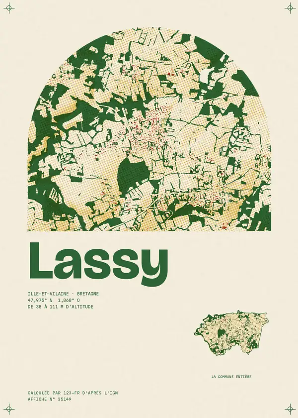 Affiche de Lassy, calculée par 123-fr d'après l'IGN