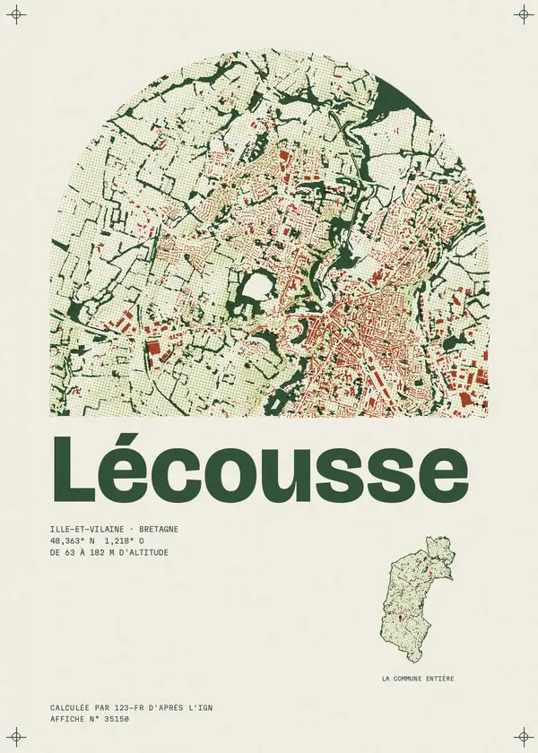 Affiche de Lécousse, calculée par 123-fr d'après l'IGN