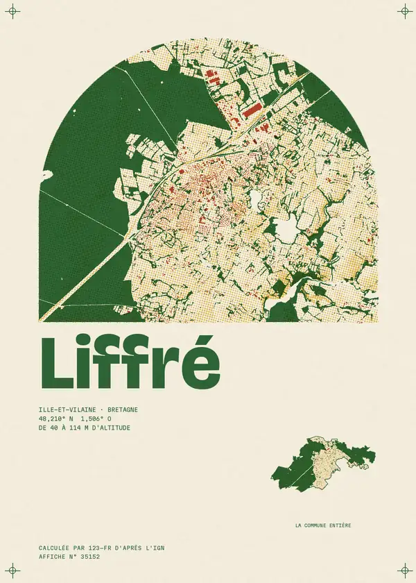 Affiche de Liffré, calculée par 123-fr d'après l'IGN