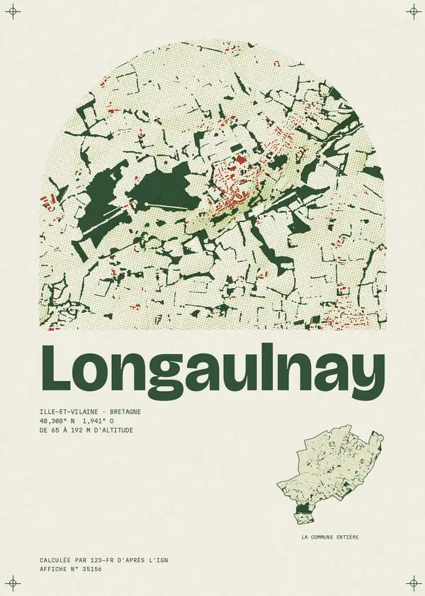 Affiche de Longaulnay, calculée par 123-fr d'après l'IGN