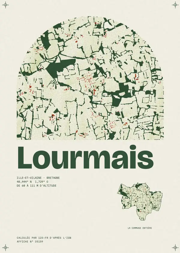 Affiche de Lourmais, calculée par 123-fr d'après l'IGN
