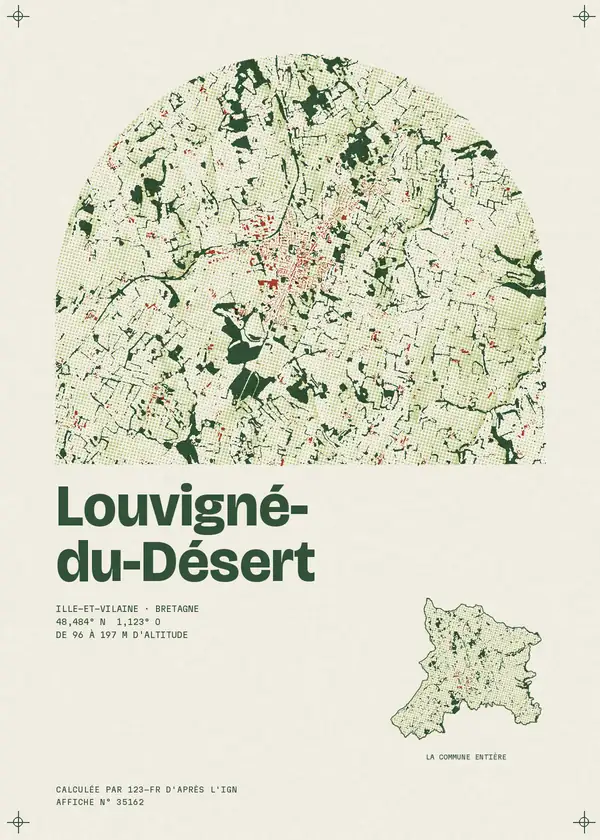 Affiche de Louvigné-du-Désert, calculée par 123-fr d'après l'IGN
