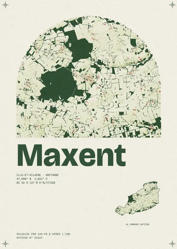 Affiche de Maxent, calculée par 123-fr d'après l'IGN