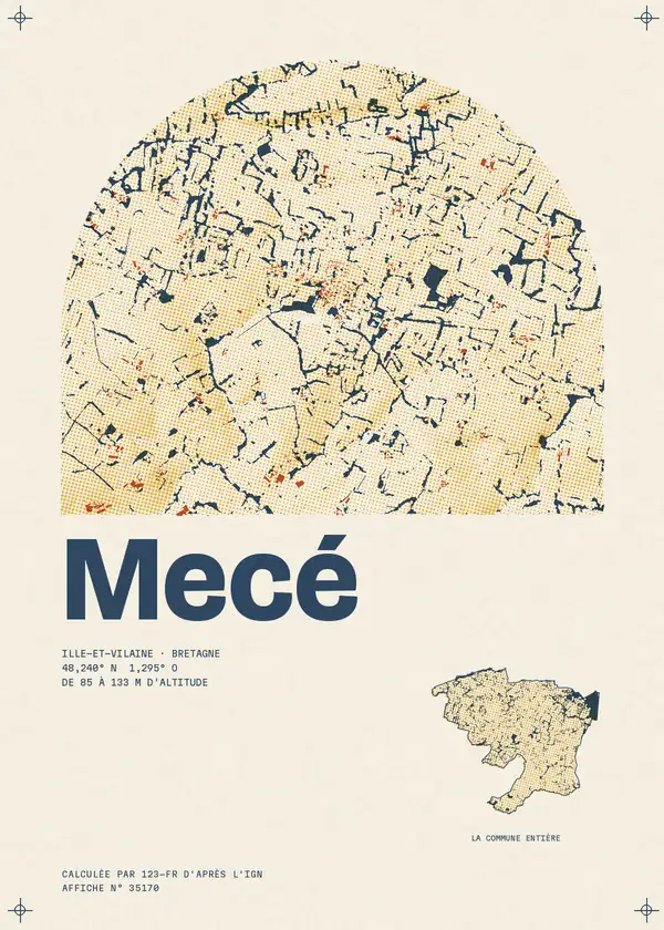 Affiche de Mecé, calculée par 123-fr d'après l'IGN
