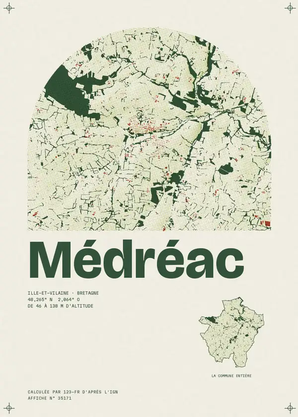 Affiche de Médréac, calculée par 123-fr d'après l'IGN