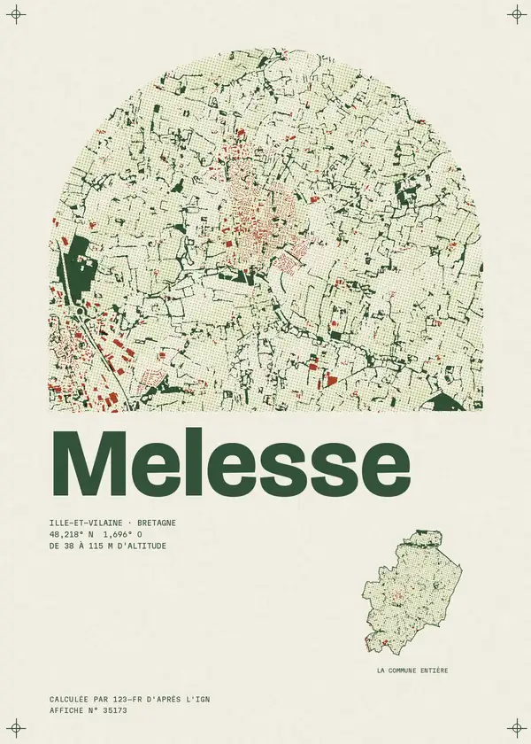 Affiche de Melesse, calculée par 123-fr d'après l'IGN