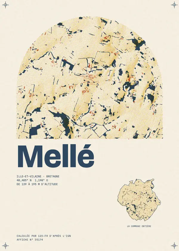 Affiche de Mellé, calculée par 123-fr d'après l'IGN
