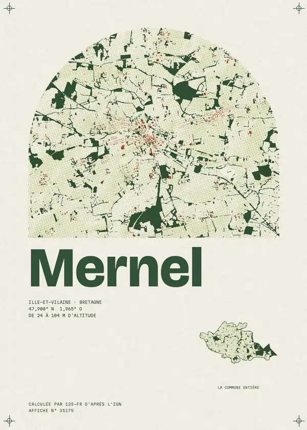 Affiche de Mernel, calculée par 123-fr d'après l'IGN