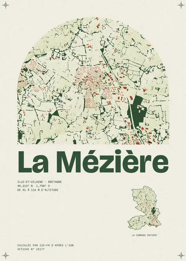 Affiche de La Mézière, calculée par 123-fr d'après l'IGN