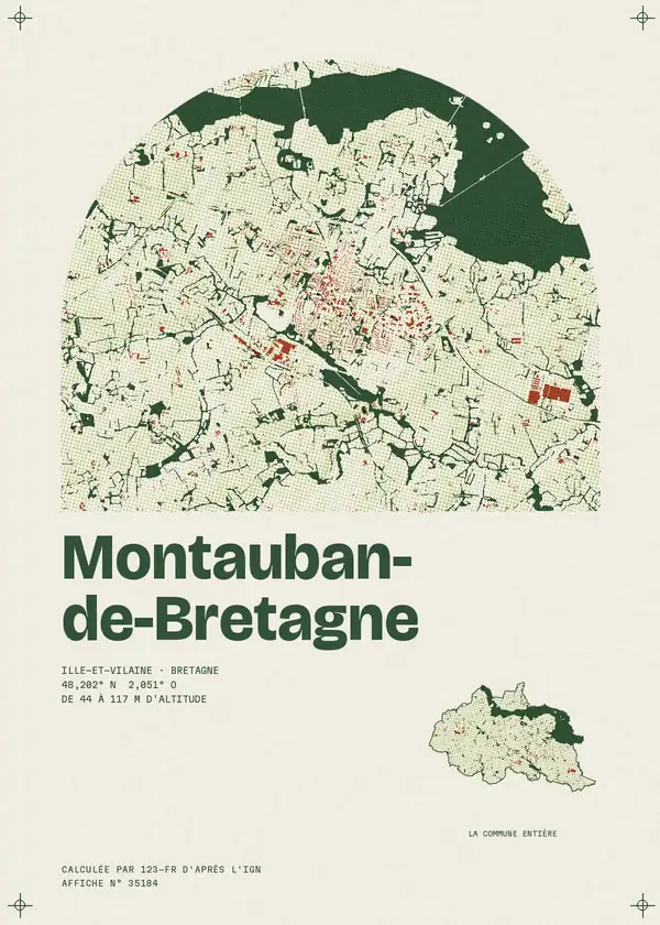 Affiche de Montauban-de-Bretagne, calculée par 123-fr d'après l'IGN