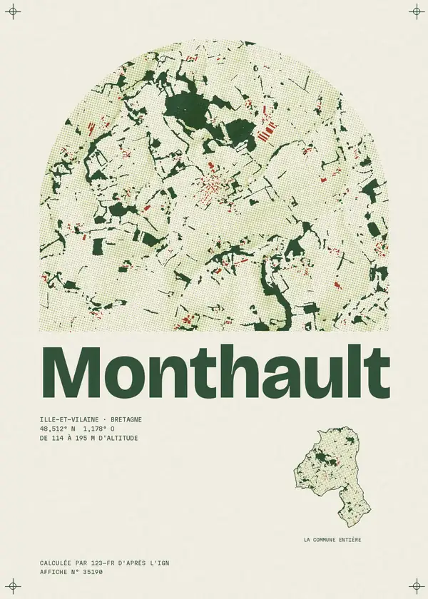 Affiche de Monthault, calculée par 123-fr d'après l'IGN