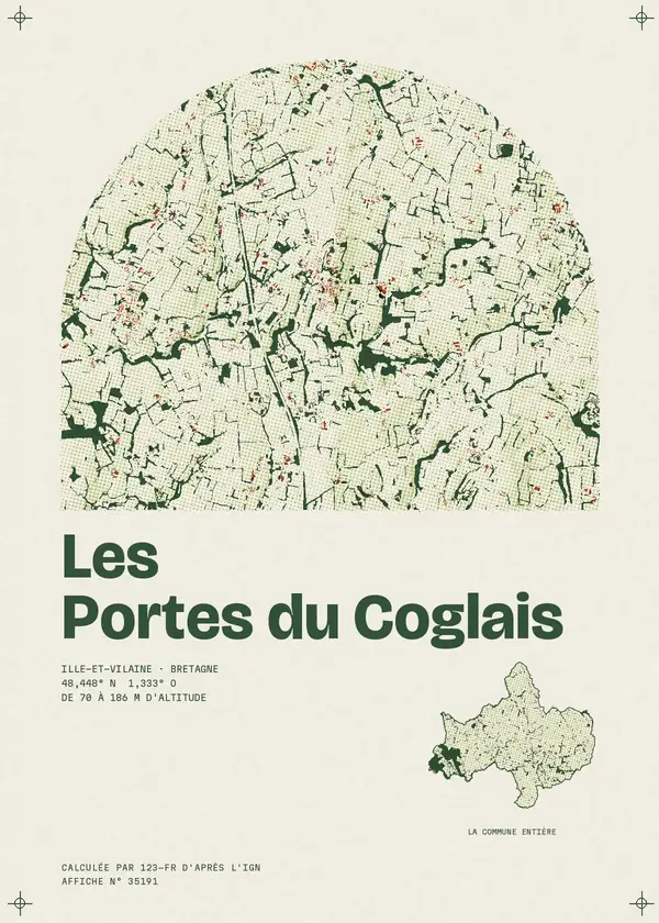 Affiche de Les Portes du Coglais, calculée par 123-fr d'après l'IGN