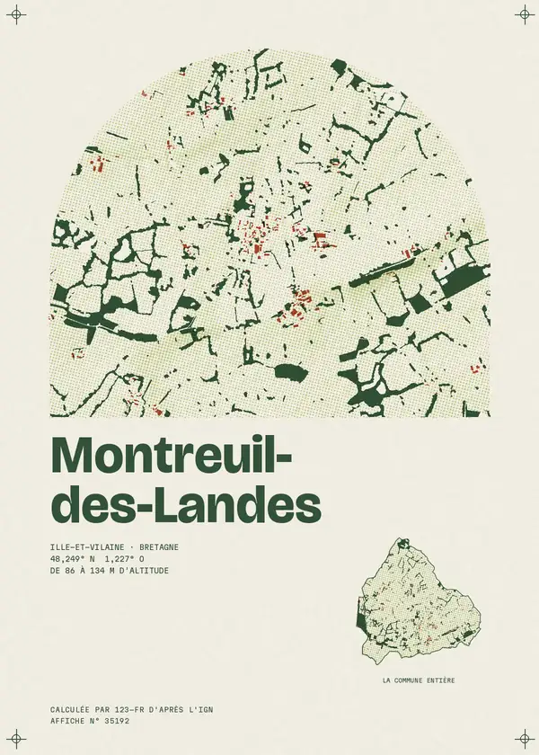 Affiche de Montreuil-des-Landes, calculée par 123-fr d'après l'IGN