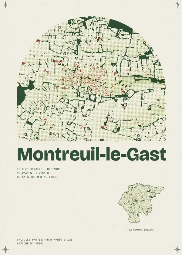 Affiche de Montreuil-le-Gast, calculée par 123-fr d'après l'IGN