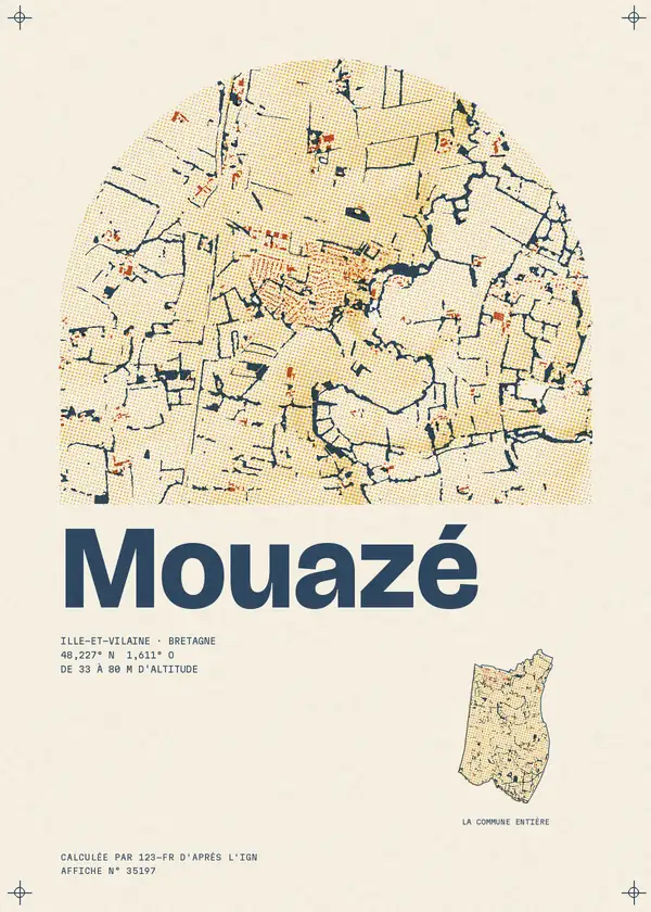 Affiche de Mouazé, calculée par 123-fr d'après l'IGN