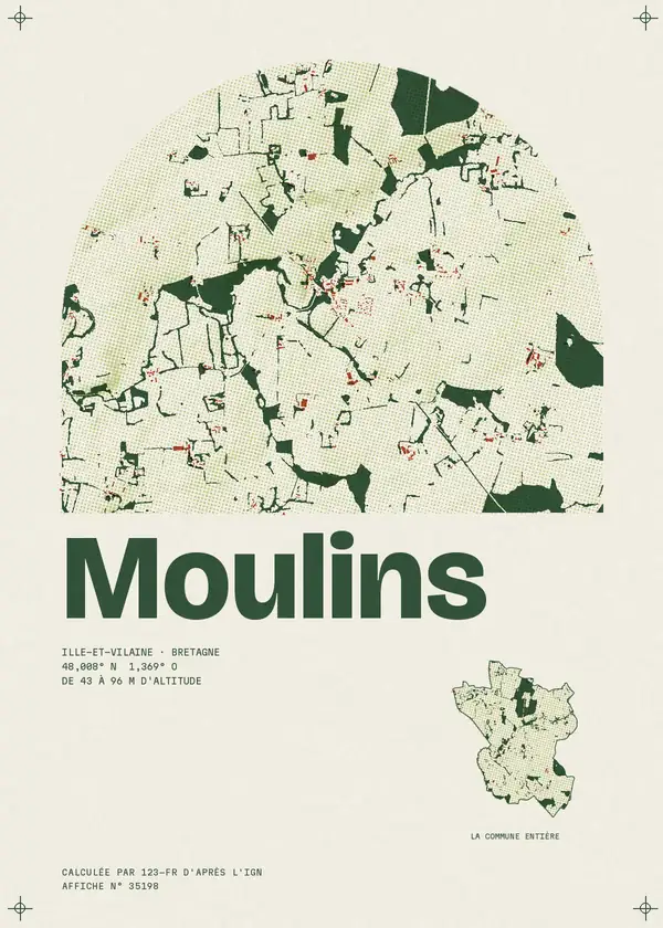 Affiche de Moulins, calculée par 123-fr d'après l'IGN