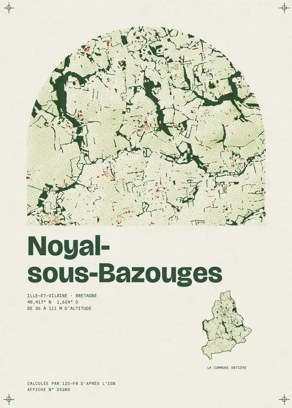 Affiche de Noyal-sous-Bazouges, calculée par 123-fr d'après l'IGN