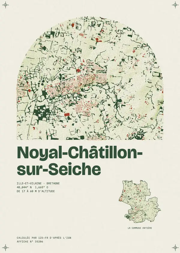 Affiche de Noyal-Châtillon-sur-Seiche, calculée par 123-fr d'après l'IGN