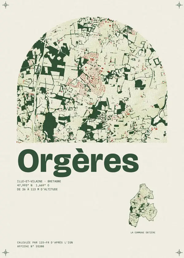 Affiche de Orgères, calculée par 123-fr d'après l'IGN