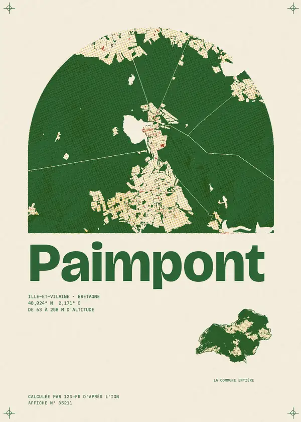 Affiche de Paimpont, calculée par 123-fr d'après l'IGN