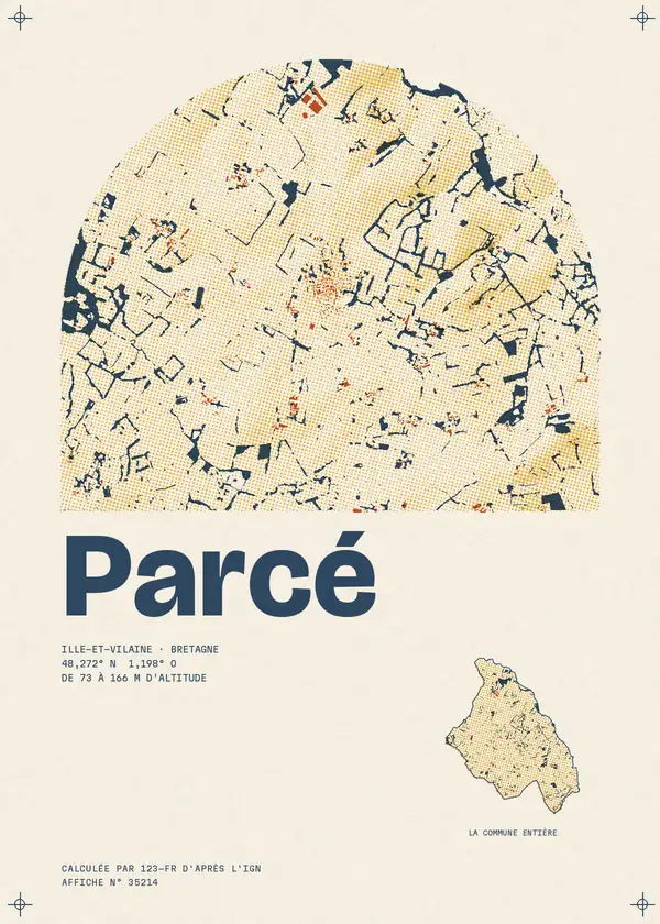 Affiche de Parcé, calculée par 123-fr d'après l'IGN
