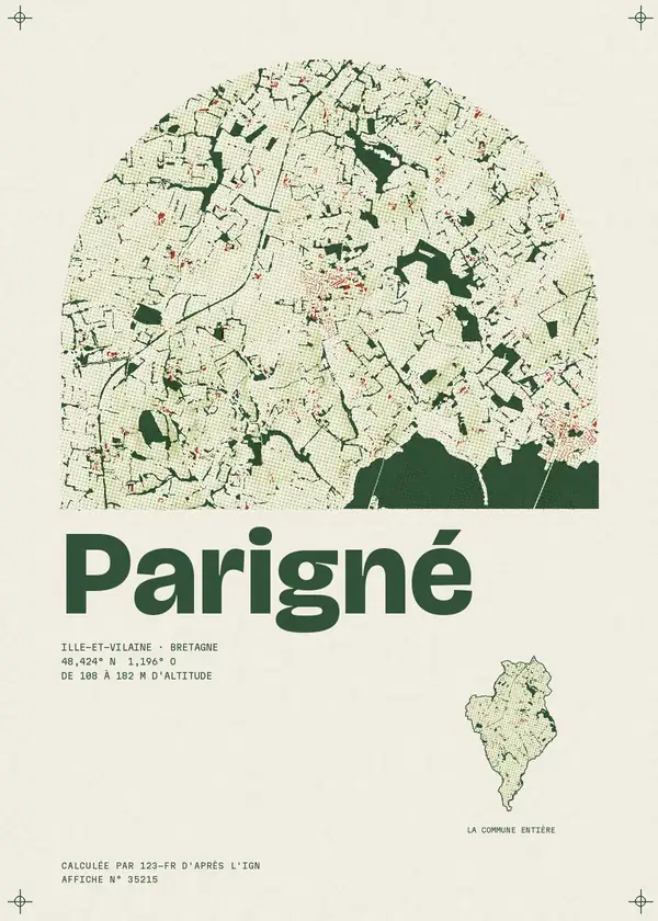 Affiche de Parigné, calculée par 123-fr d'après l'IGN