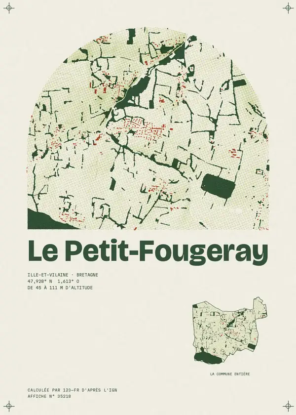Affiche de Le Petit-Fougeray, calculée par 123-fr d'après l'IGN