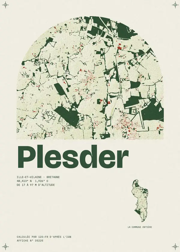 Affiche de Plesder, calculée par 123-fr d'après l'IGN