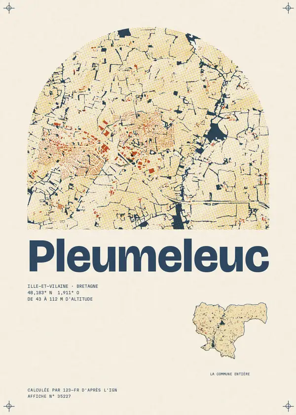 Affiche de Pleumeleuc, calculée par 123-fr d'après l'IGN