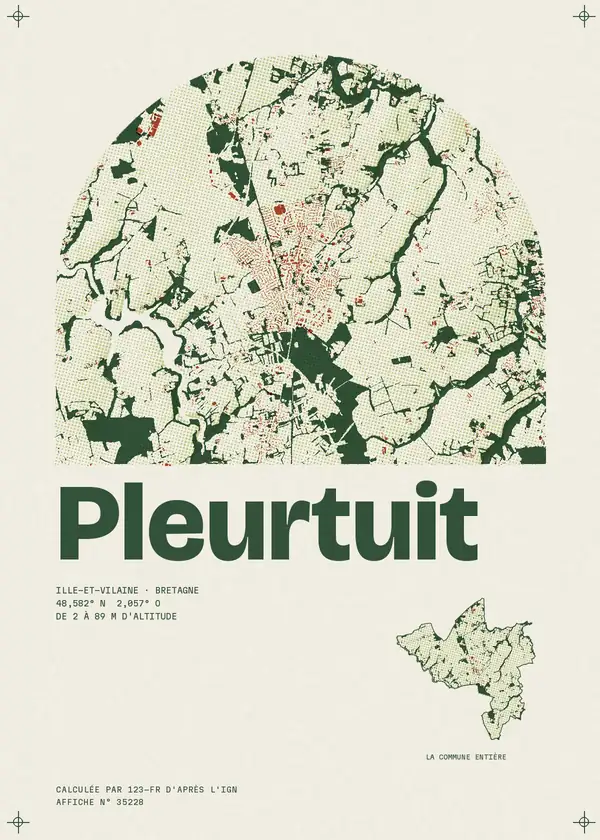 Affiche de Pleurtuit, calculée par 123-fr d'après l'IGN